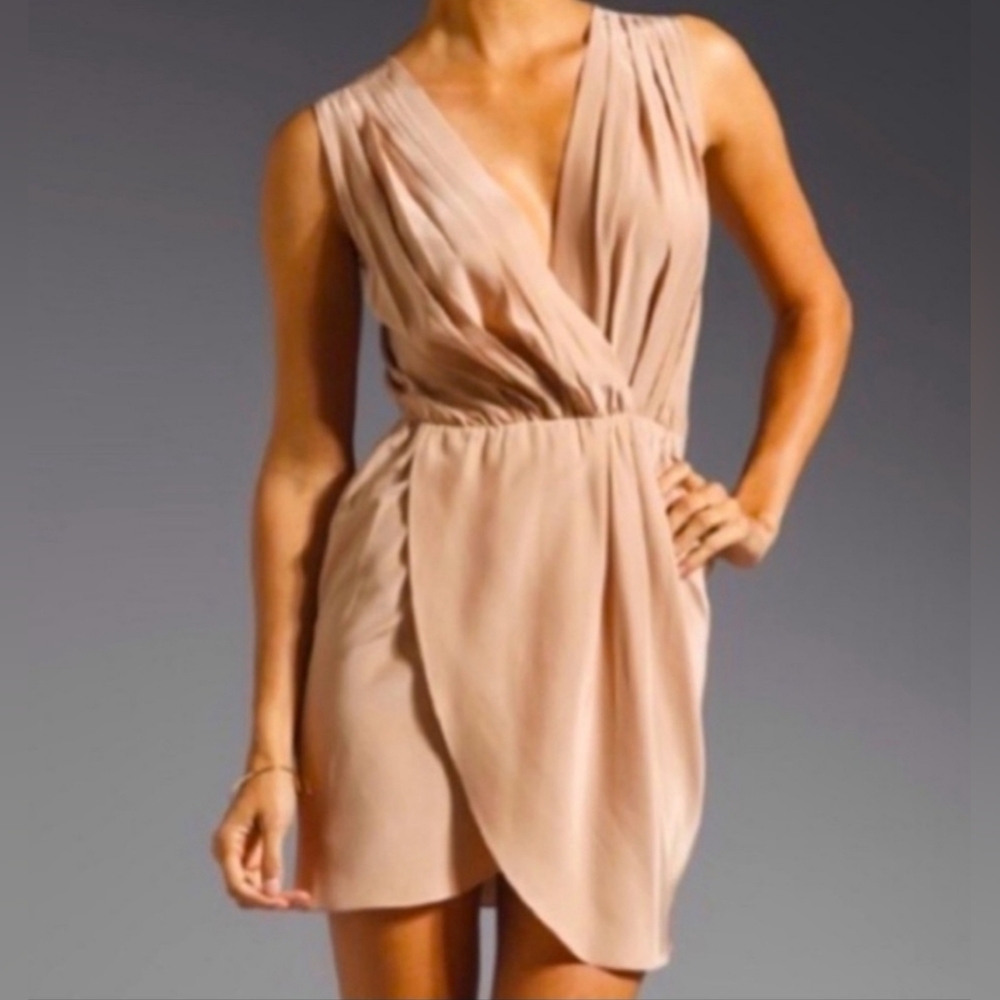 Amanda Uprichard Silk Wrap Champagne Dress